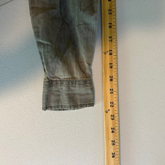 ZARA Denim Chambray Long Sleeve Button Down Shirt with Pockets Gray Size S - Picture 7 of 9